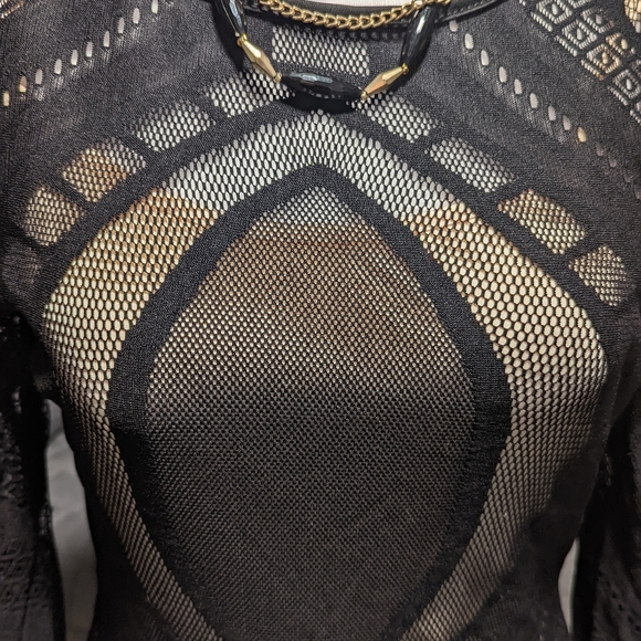 Cocktail Dress Black Body Con attached slip - Picture 3 of 6